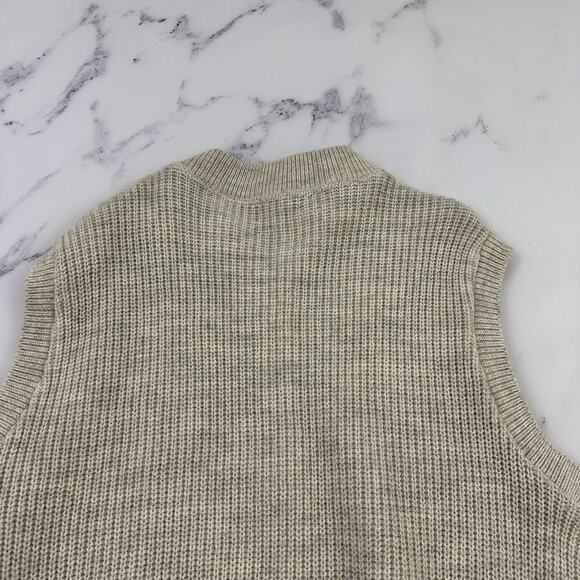 LL Bean Mens Vintage 90s High Trek Yarn Knit Sweater Vest Size L Cream Wool - Picture 7 of 9